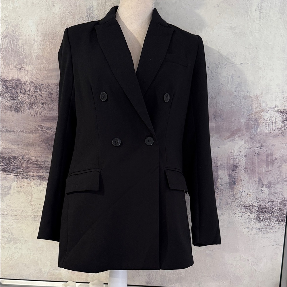 Rachel Zoe BLACK Double Breasted 2 pocket blazer size Small